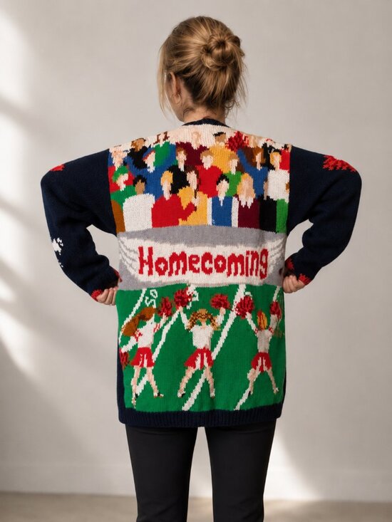 Vintage Sweaters - Vintage RARE 90s HOMECOMING Football Cheerleader Knit Cardigan Sweater‎